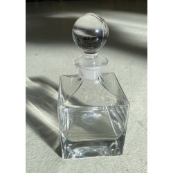 VINTAGE DECANTER CRISTALLO CUBO TAPPO a SFERA Cristalleria Europa 11x11x23,5 cm
