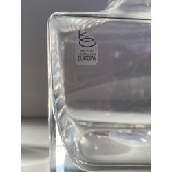 VINTAGE DECANTER CRISTALLO CUBO TAPPO a SFERA Cristalleria Europa 11x11x23,5 cm