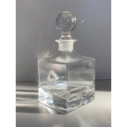 VINTAGE DECANTER CRISTALLO CUBO TAPPO a SFERA Cristalleria Europa 11x11x23,5 cm
