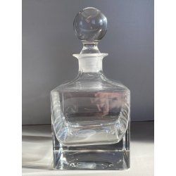VINTAGE DECANTER CRISTALLO CUBO TAPPO a SFERA Cristalleria Europa 11x11x23,5 cm