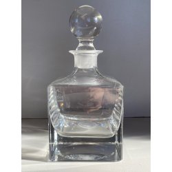 VINTAGE DECANTER CRISTALLO CUBO TAPPO a SFERA Cristalleria Europa 11x11x23,5 cm