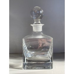 VINTAGE DECANTER CRISTALLO CUBO TAPPO a SFERA Cristalleria Europa 11x11x23,5 cm