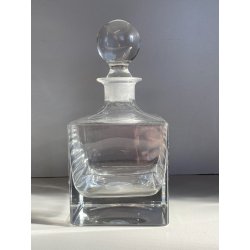 VINTAGE DECANTER CRISTALLO CUBO TAPPO a SFERA Cristalleria Europa 11x11x23,5 cm