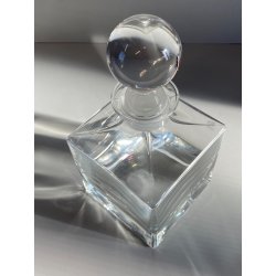 VINTAGE DECANTER CRISTALLO CUBO TAPPO a SFERA Cristalleria Europa 11x11x23,5 cm