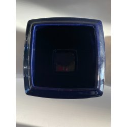 VASO POTICHE CERAMICA BLU COBALTO DECORO SMALTO POLICROMO ORO STILE CINESE 28/cm