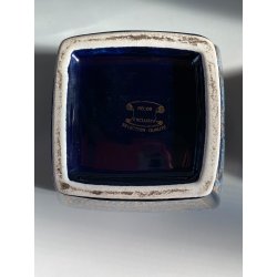 VASO POTICHE CERAMICA BLU COBALTO DECORO SMALTO POLICROMO ORO STILE CINESE 28/cm