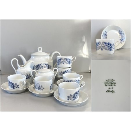 SERVIZIO TE 6Pers. Richard Ginori PORCELLANA BIANCA DECORO NON TI SCORDAR DI ME