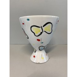 VASO COPPA VINTAGE CERAMICA Coronetti Cunardo SMALTO COLAGGIO FARFALLE '50