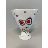 VASO COPPA VINTAGE CERAMICA Coronetti Cunardo SMALTO COLAGGIO FARFALLE '50