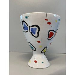 VASO COPPA VINTAGE CERAMICA Coronetti Cunardo SMALTO COLAGGIO FARFALLE '50