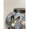 ANTICO VASO VETRO BLU TRASPARENTE DECORO ARGENTATO FOGLIE FRUTTI ART NOUVEAU '20