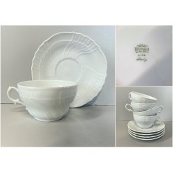 SET 4 TAZZA Tè PIATTINO PORCELLANA Richard Ginori  VECCHIO GINORI BIANCO VINTAGE