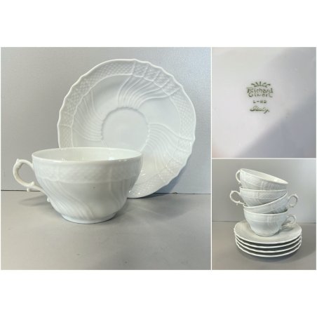 SET 4 TAZZA Tè PIATTINO PORCELLANA Richard Ginori  VECCHIO GINORI BIANCO VINTAGE