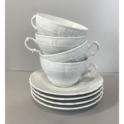 SET 4 TAZZA Tè PIATTINO PORCELLANA Richard Ginori  VECCHIO GINORI BIANCO VINTAGE