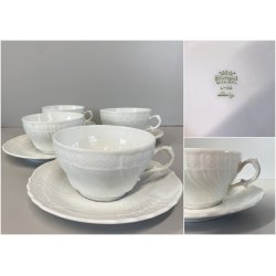 SET 4 TAZZA Tè PIATTINO PORCELLANA Richard Ginori  VECCHIO GINORI BIANCO VINTAGE