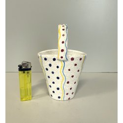 ANTICO piccolo VASETTO a CESTINO ceramica ANNI 50 stile ALBISOLA GRANULATO MAT