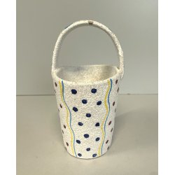 ANTICO piccolo VASETTO a CESTINO ceramica ANNI 50 stile ALBISOLA GRANULATO MAT