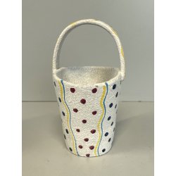 ANTICO piccolo VASETTO a CESTINO ceramica ANNI 50 stile ALBISOLA GRANULATO MAT