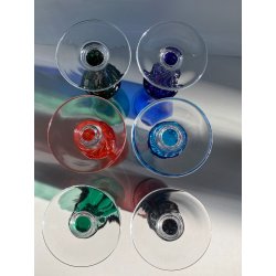 SET 6 BICCHIERI FLUTE CHAMPAGNE VINTAGE VETRO Murano POLICROMO STELO TORCHON '60