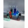 SET 6 BICCHIERI FLUTE CHAMPAGNE VINTAGE VETRO Murano POLICROMO STELO TORCHON '60