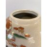 VASO con COPERCHIO PORCELLANA Satsuma JAPAN DECORO ISTORIATO PAVONI FIORI FOGLIE