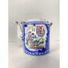TEIERA CERAMICA BIANCA BLU MANICO BAMBU DECORO "Geisha" RISERVE ISTORIATE '50