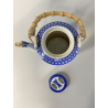 TEIERA CERAMICA BIANCA BLU MANICO BAMBU DECORO "Geisha" RISERVE ISTORIATE '50