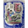 TEIERA CERAMICA BIANCA BLU MANICO BAMBU DECORO "Geisha" RISERVE ISTORIATE '50