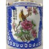 TEIERA CERAMICA BIANCA BLU MANICO BAMBU DECORO "Geisha" RISERVE ISTORIATE '50