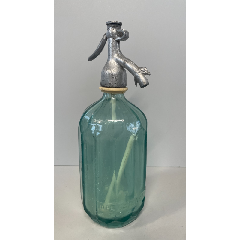 ANTICA BOTTIGLIA SELTZ VETRO VERDE APA GAZOASA STAS 392-52 SODA  EPOCA 1930