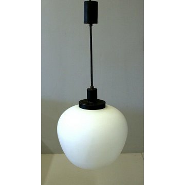 LAMPADARIO SOSPANSIONE CEILING LAMP VETRO OPALINO LAMPADA STILNOVO 50 DESIGN OLD