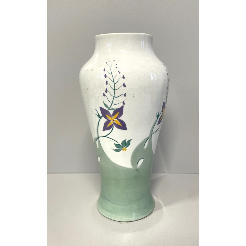 ANTICO VASO CERAMICA SCI LAVENO PORTA FIORI ANNI 30 DECORO FLOREALE DIPINTO