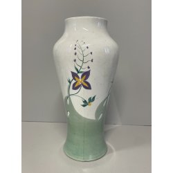 ANTICO VASO CERAMICA SCI LAVENO PORTA FIORI ANNI 30 DECORO FLOREALE DIPINTO