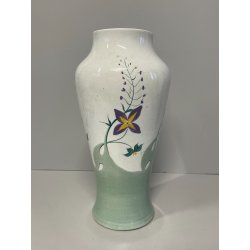 ANTICO VASO CERAMICA SCI LAVENO PORTA FIORI ANNI 30 DECORO FLOREALE DIPINTO