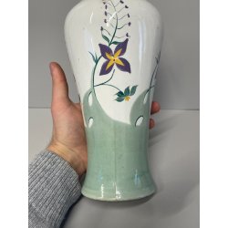 ANTICO VASO CERAMICA SCI LAVENO PORTA FIORI ANNI 30 DECORO FLOREALE DIPINTO