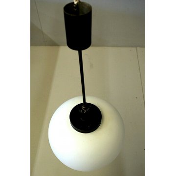 LAMPADARIO SOSPANSIONE CEILING LAMP VETRO OPALINO LAMPADA STILNOVO 50 DESIGN OLD