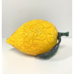 GRANDE FRUTTO VETRI VM Murano CEDRO LIMONE GIALLO  20cm  VINTAGE GLASS '900