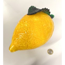 GRANDE FRUTTO VETRI VM Murano CEDRO LIMONE GIALLO  20cm  VINTAGE GLASS '900