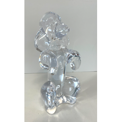 SCULTURA VINTAGE CANE BARBONCINO CRISTALLO SEVRES FRANCE POODLE BEGGING DOG 1980