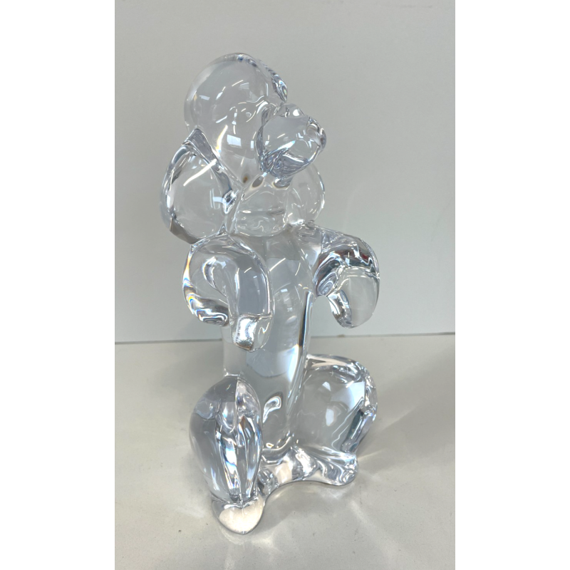 SCULTURA VINTAGE CANE BARBONCINO CRISTALLO SEVRES FRANCE POODLE BEGGING DOG 1980