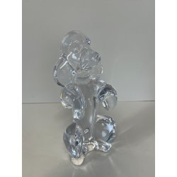 SCULTURA VINTAGE CANE BARBONCINO CRISTALLO SEVRES FRANCE POODLE BEGGING DOG 1980