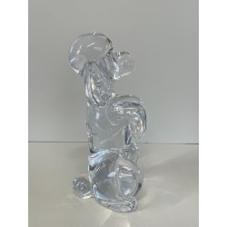 SCULTURA VINTAGE CANE BARBONCINO CRISTALLO SEVRES FRANCE POODLE BEGGING DOG 1980