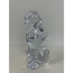 SCULTURA VINTAGE CANE BARBONCINO CRISTALLO SEVRES FRANCE POODLE BEGGING DOG 1980