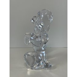 SCULTURA VINTAGE CANE BARBONCINO CRISTALLO SEVRES FRANCE POODLE BEGGING DOG 1980