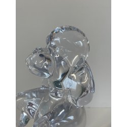 SCULTURA VINTAGE CANE BARBONCINO CRISTALLO SEVRES FRANCE POODLE BEGGING DOG 1980