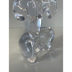 SCULTURA VINTAGE CANE BARBONCINO CRISTALLO SEVRES FRANCE POODLE BEGGING DOG 1980