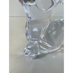 SCULTURA VINTAGE CANE BARBONCINO CRISTALLO SEVRES FRANCE POODLE BEGGING DOG 1980