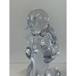 SCULTURA VINTAGE CANE BARBONCINO CRISTALLO SEVRES FRANCE POODLE BEGGING DOG 1980