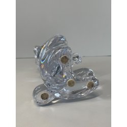 SCULTURA VINTAGE CANE BARBONCINO CRISTALLO SEVRES FRANCE POODLE BEGGING DOG 1980