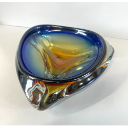 CIOTOLA POSACENERE VETRO SOMMERSO MURANO SVUOTA TASCHE ITALIA CENTROTAVOLA BLU